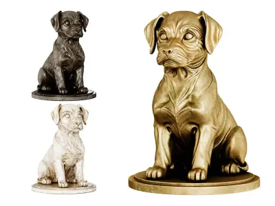 Classic Dog Sculpture 3d print and game ready Low-poly 3D model
