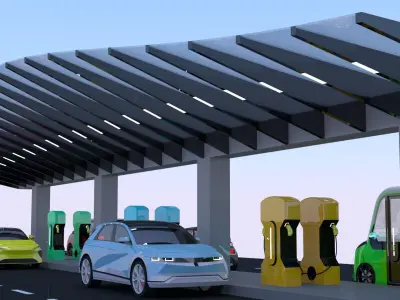 EV charging station IV 3D model