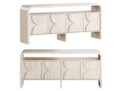 Wood Sideboard Buffet Japandi 3D model
