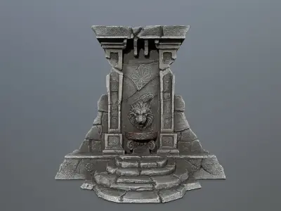 Lion fountain Low-poly 3D model