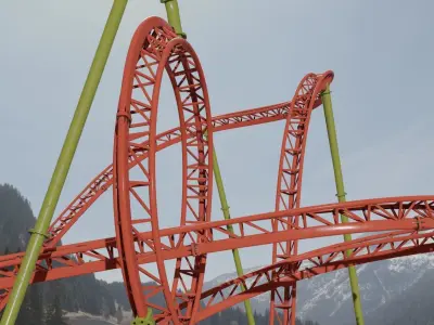 Rollercoaster Low-poly 3D model