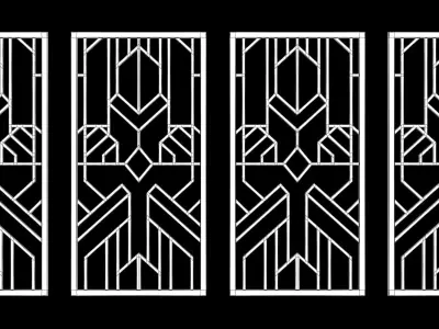 Decorative gold plaster partition screen with geometric pattern 3D model purchase