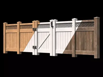 Wooden Fence set PBR 05 Low-poly 3D model