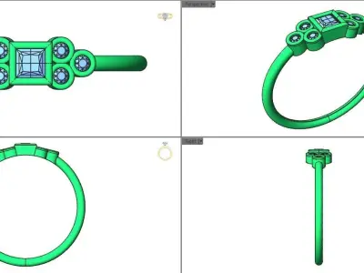 Its Basel ring with Princess  diamond 3D print model