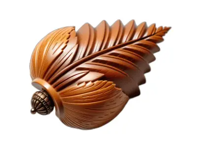 Intricate Wood Carving Leaf Ornament Low-poly 3D model
