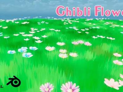 Ghibli Flowers Pack Stylized Flowers in Anime Style for UE5 LODs Low-poly 3D model