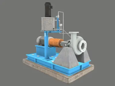 Electric Centrifugal Water Pump Low-poly 3D model