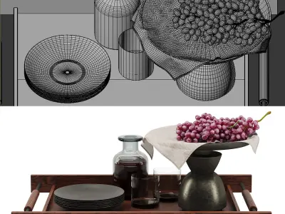 Decor set with grape 3D model