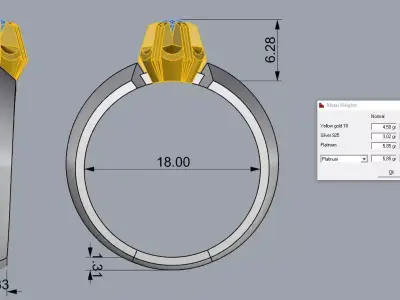 Jewelry Ring Gold Diamond 3D print model