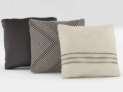 Pillow three pillows with stripes 3D model