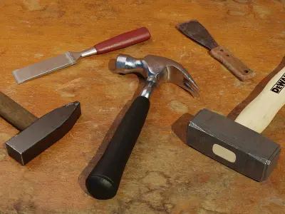 Tools Pack - 30 Textured Assets Low-poly 3D model