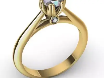 engagement ring 3 gems 3D print model