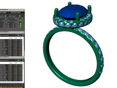 2ct Oval Halo Diamond Engagement Ring Yellow Gold 3D Model 3D print model