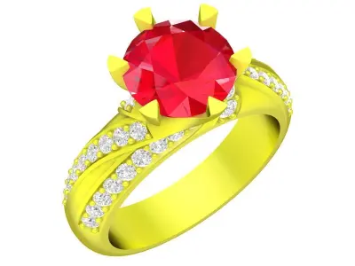 Luxury Round Cut Diamond Split Shank Ring for Women 5085 3D print model