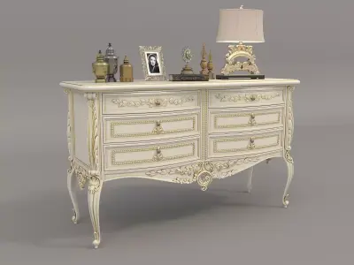 Classic European style Sideboard and Decoration 5 3D model