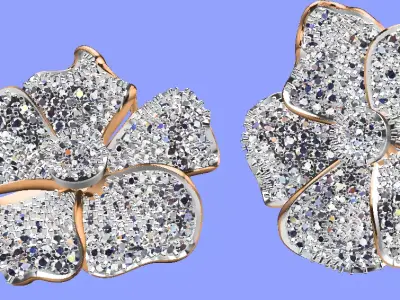 Flower diamond Earring Free 3D print model
