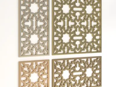 Arabic Islamic pattern decorative gold plaster 3D model