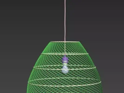 Lamp Rattan Pendant 2 Free 3D model