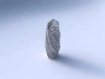 Vase twisted bent hexagon with organic lattice and tappered t... 3D print model