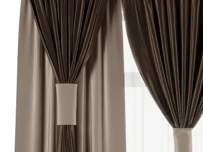 Curtains with Roman blinds Low-poly 3D model