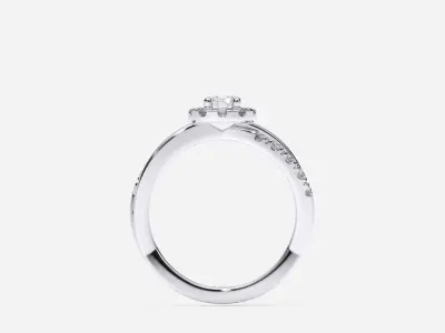 ZDR0172 halo diamond engagement ring gold 3D print model