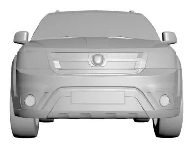 Full sized red SUV  3D model