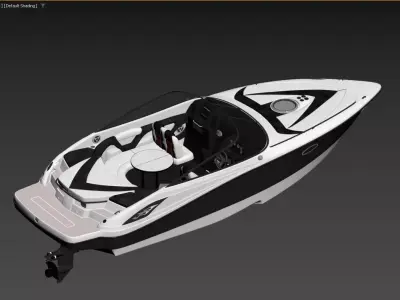 Luxury Bowrider Speedboat Black and White 3D model  3D model