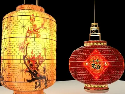 Chinese Red Lantern 3D model 28