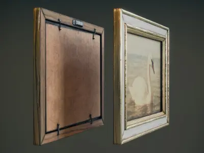 Small Vintage Frame and Painting Low-poly 3D model