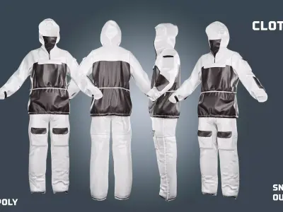 Ski Snowboard - clothyfic full outfits Low-poly 3D model