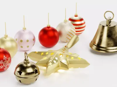 Christmas Ornament Collection - Decorative Set Low-poly 3D model