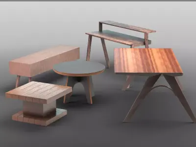 Wooden Tables low-poly Low-poly 3D model