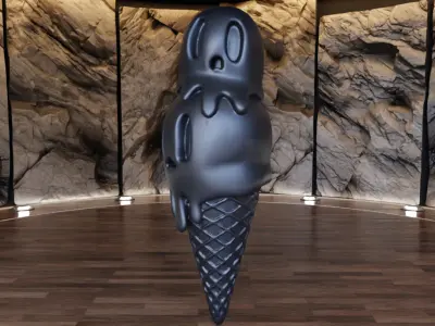 Ice Cream Skull Figure Fan Art Toy  3D print model