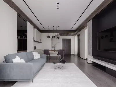 Modern living room dining room interior scenes 552 3D model