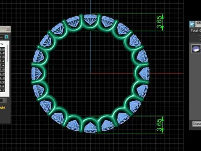 U Shaped Eternity Ring 3 point 5 mm stone size swiss 19 and EU59 3D print model