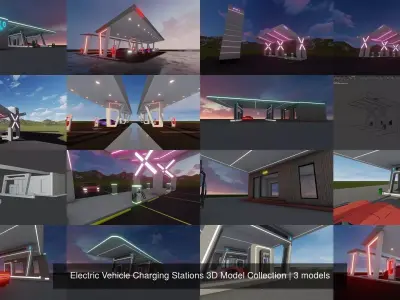 Electric Vehicle Charging Stations 3D Model Collection 3D Model Pack