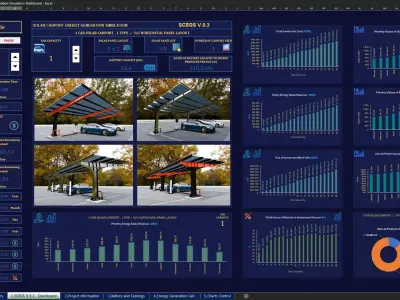 Solar Carport Energy Generation Simulation V03 3D model