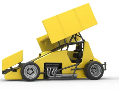 Pavement Winged Sprint car Scale 1 to 25 3D print model
