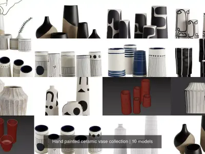 Hand painted ceramic vase collection 3D Model Pack