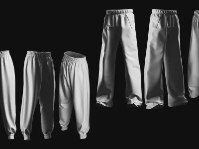Basemesh Pants Collection 3D model