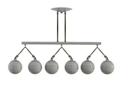 HOOKED-GLOBE-ISLAND-CHANDELIER six light brass chandelier wit... 3D model