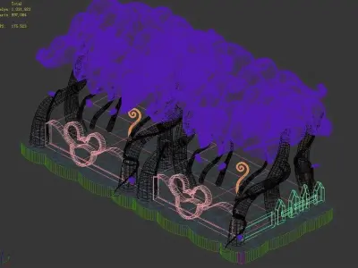 Game Cartoon - City - City Wall 02 3D model