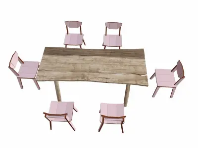 Dining Set Low-poly 3D model