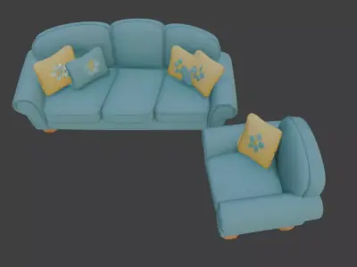Cartoon style sofa set 3D model purchase