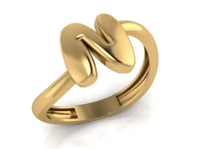 N alphabet bypass shell hallow ring 3D print model