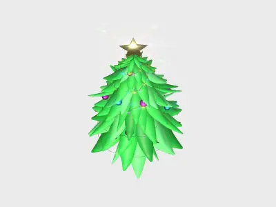Christmas Tree 02 Green Colored  - Cartoon Interior Decoration Low-poly 3D model