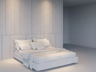 Bed 01 MDF Laminate wood Low-poly 3D model