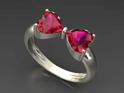 Butterfly Bow tie Heart Diamond Ring size 5-8 US 3D print model