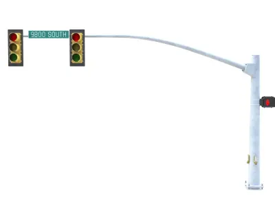 10 Street Light with Traffic Low-poly 3D model