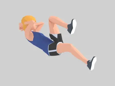 Bicycle Crunch  Exercise Woman Animation Low-poly 3D model